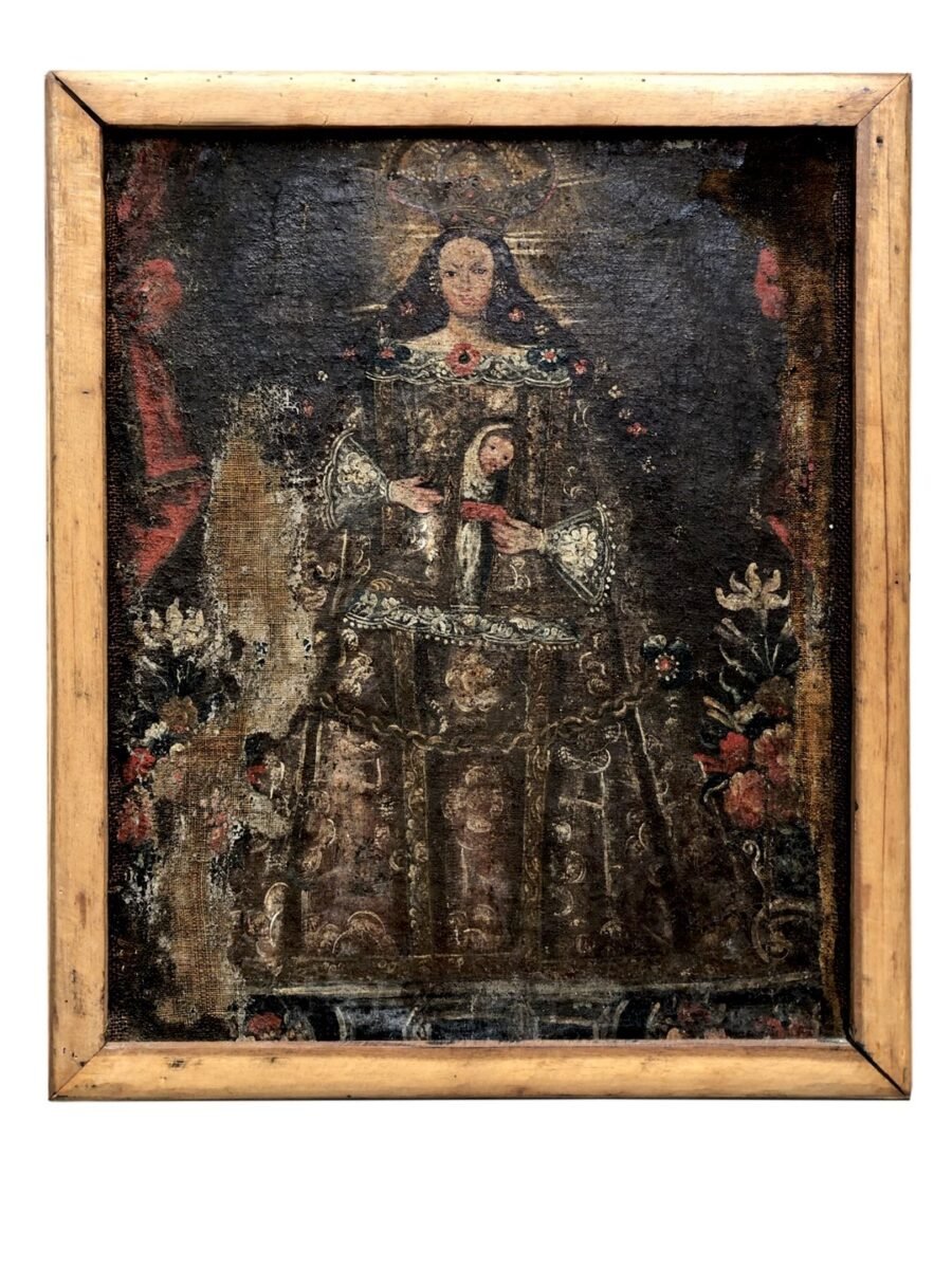 Óleo obre tela "Virgen con Niño"