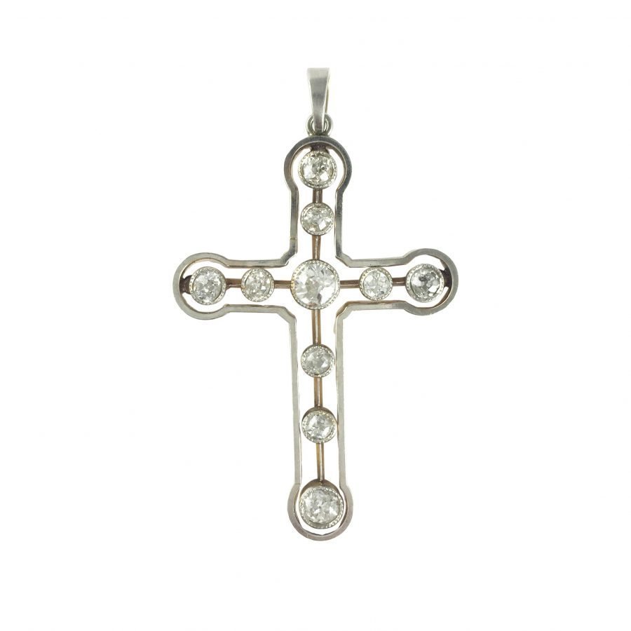 Cruz oro 18 K brillantes