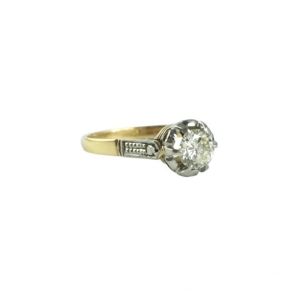 Anillo art nouveau oro 18, brillantes y diamantes