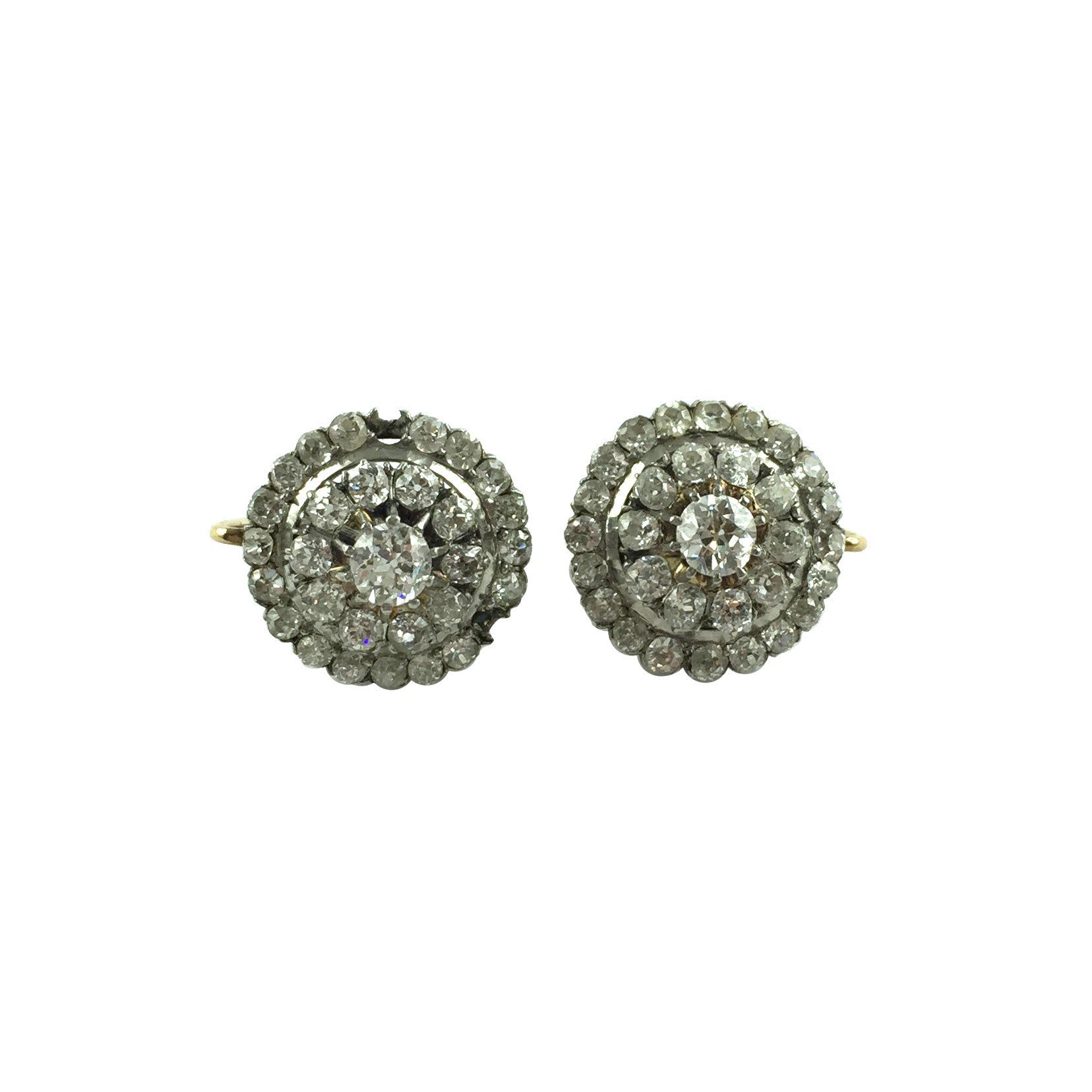 Par de caravanas en oro 18 K y brillantes