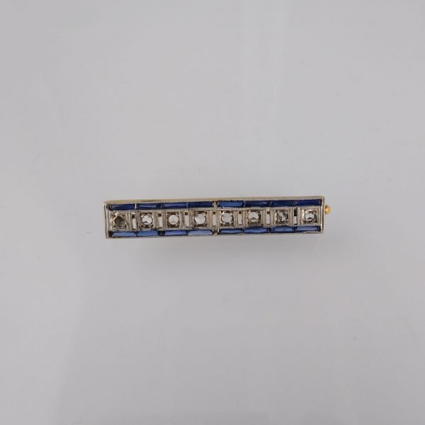 Prendedor oro, diamantes y zafiros