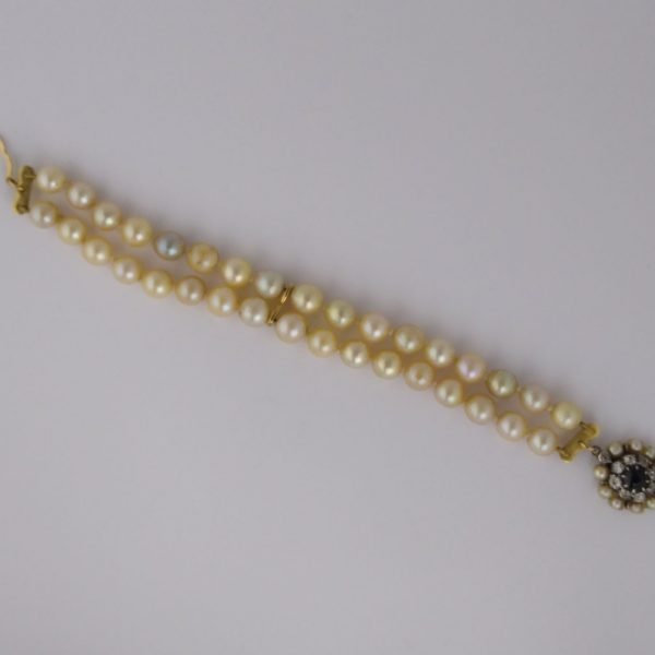 Pulsera perlas, oro, zafiro, brillantes y perlas