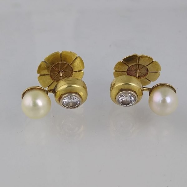 Caravanas oro 18 K, brillantes y perlas