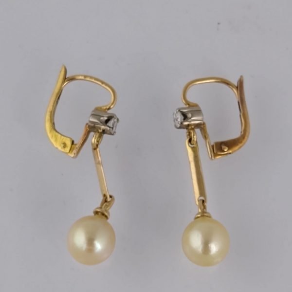 Caravanas oro 18 K, brillantes y perlas