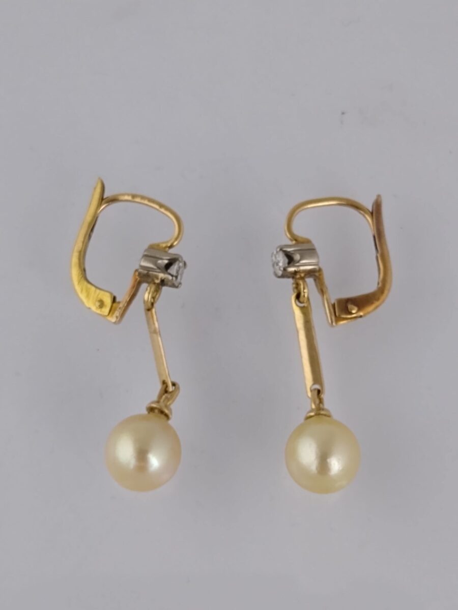 Caravanas oro 18 K, brillantes y perlas