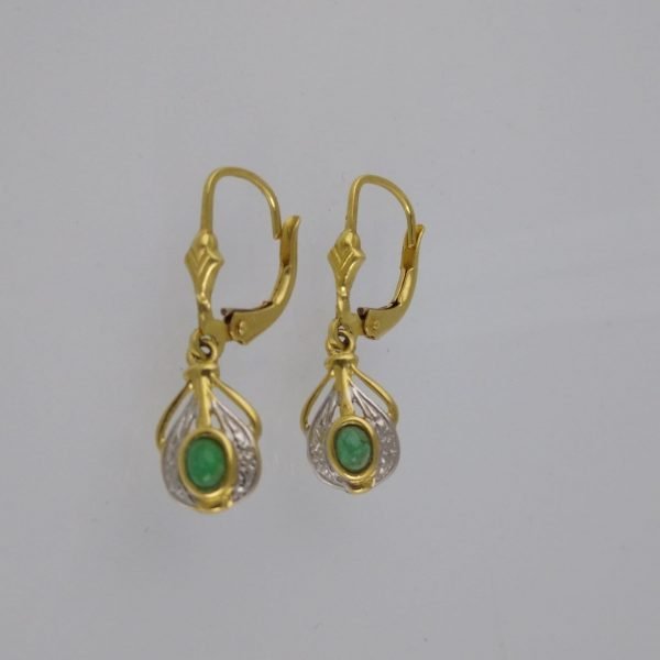 Caravanas oro 18 K y esmerladas