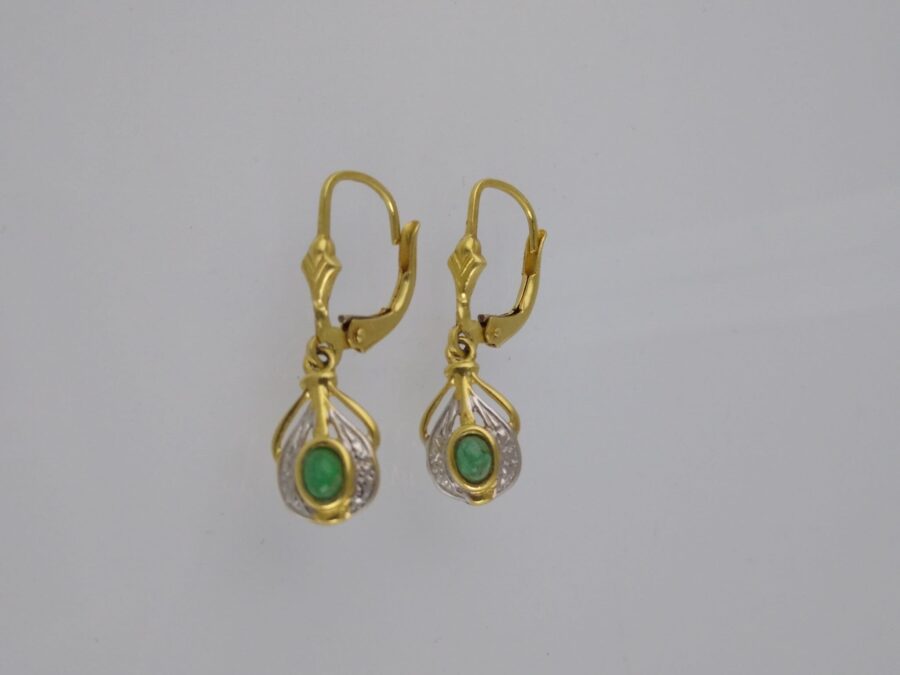 Caravanas oro 18 K y esmerladas