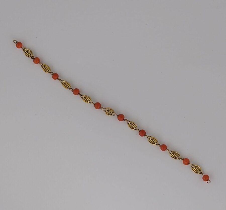 Pulsera oro 18 K y coral