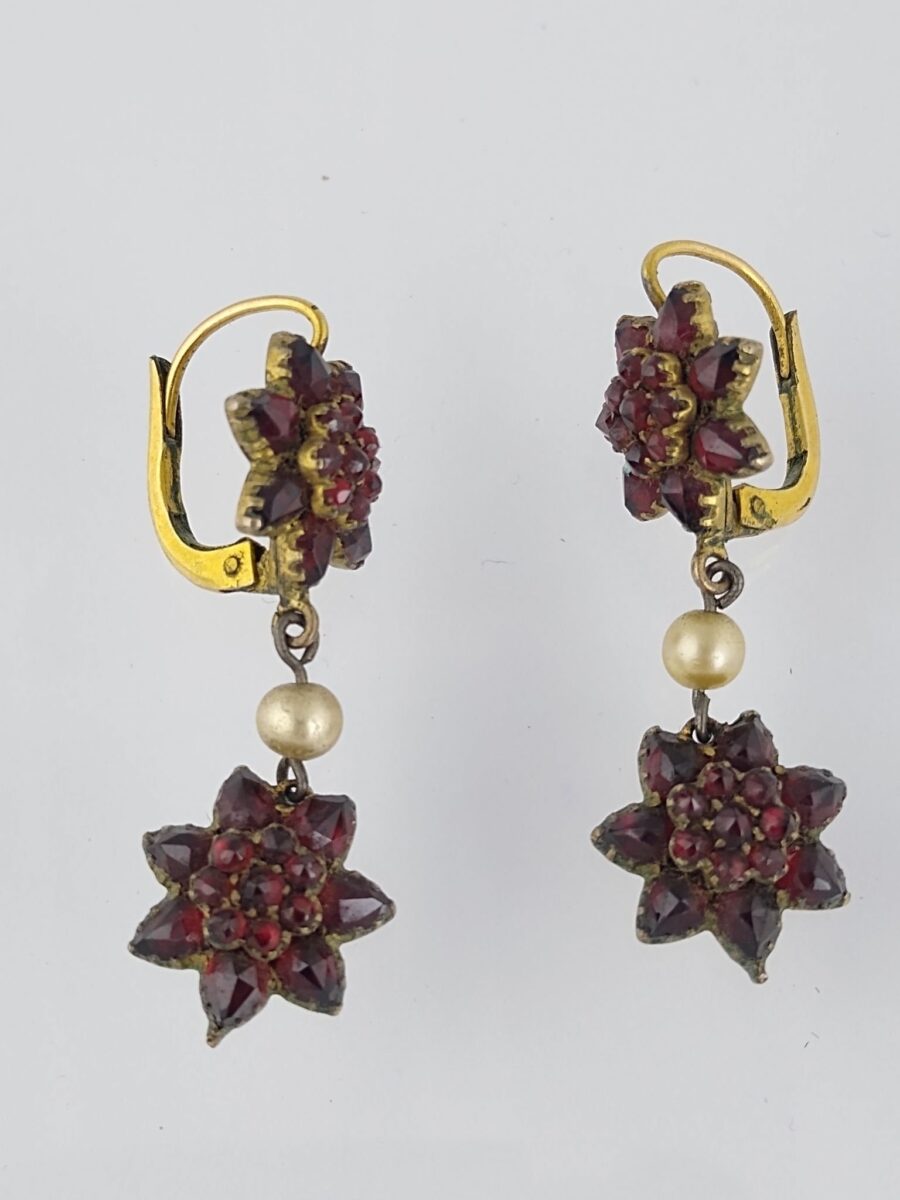 Set oro 18 K, plata, granates y perlas - Imagen 2