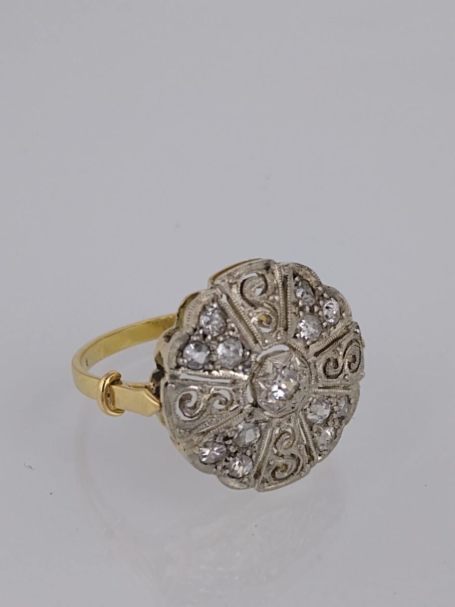 Anillo platino, oro 18 K y brillantes