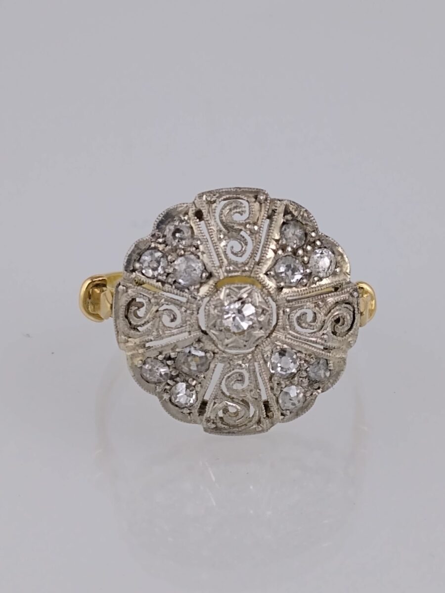 Anillo platino, oro 18 K y brillantes - Imagen 2