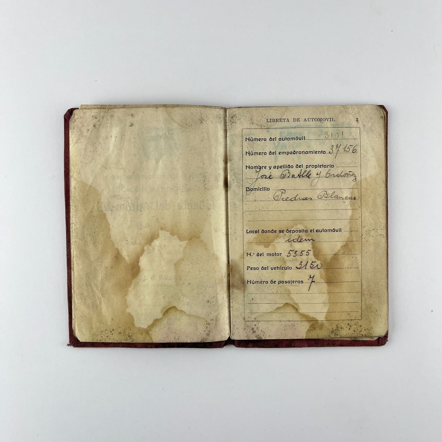 Libreta de automóvil José Batlle y Ordóñez - Imagen 3