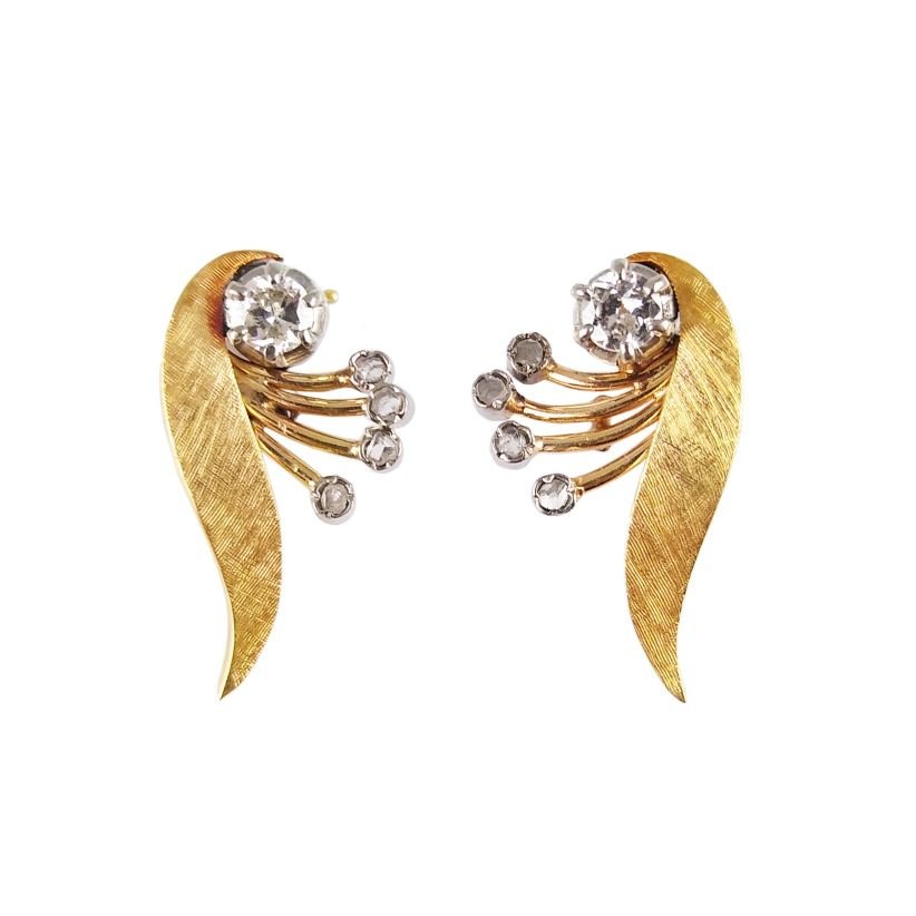 Caravanas oro 18 K, brillantes y diamantes