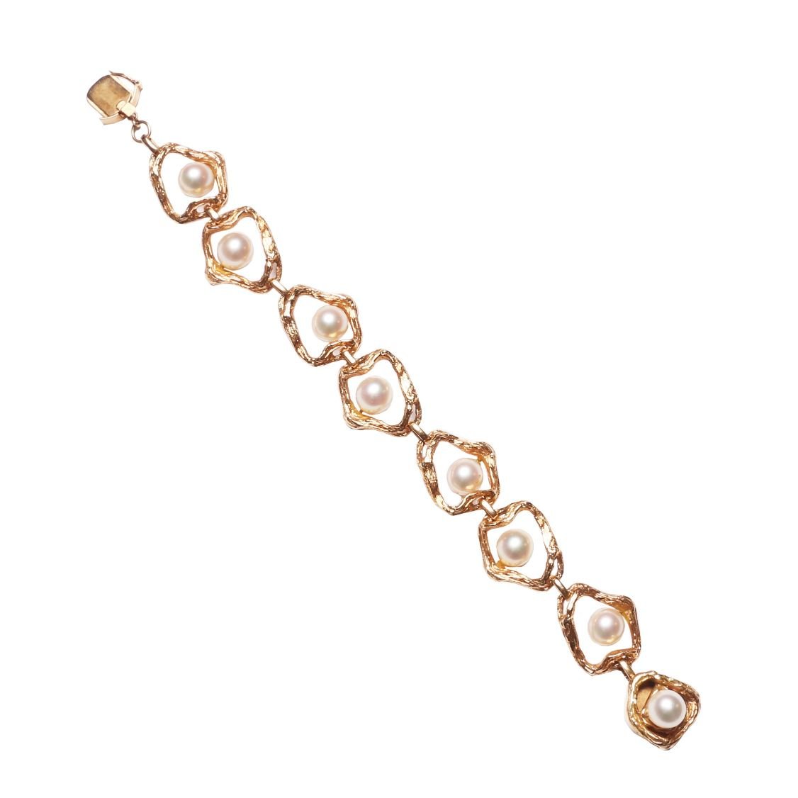 Pulsera oro 14 K y perlas