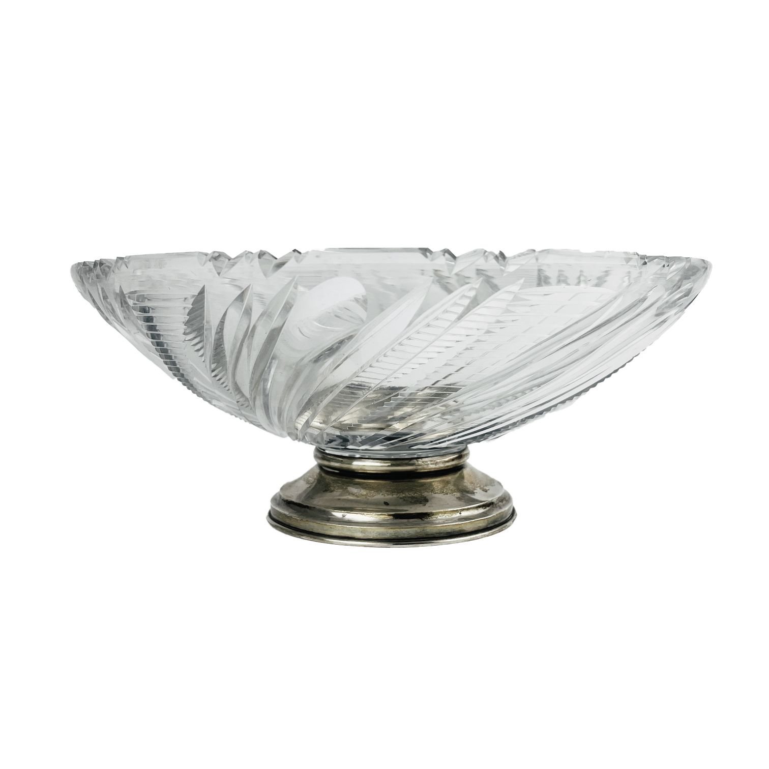 Centro de mesa en cristal y plata