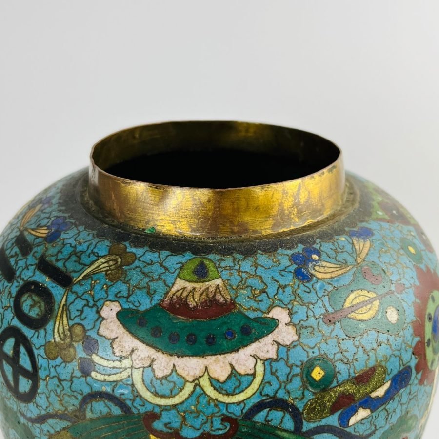 Potiche chino en bronce cloisonné - Imagen 2