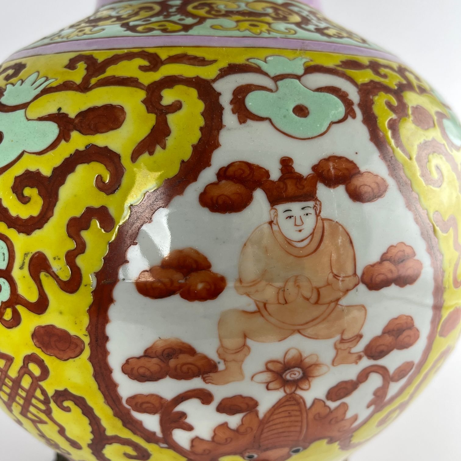Jarrón oriental en porcelana Familia Amarilla - Imagen 3