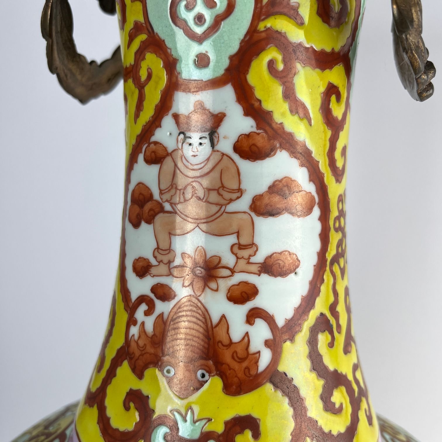 Jarrón oriental en porcelana Familia Amarilla - Imagen 4