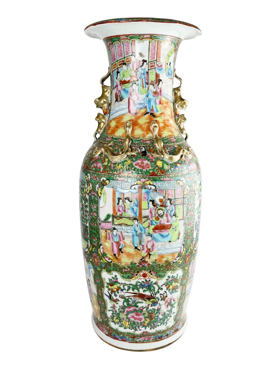 Jarrón chino en porcelana Cantón
