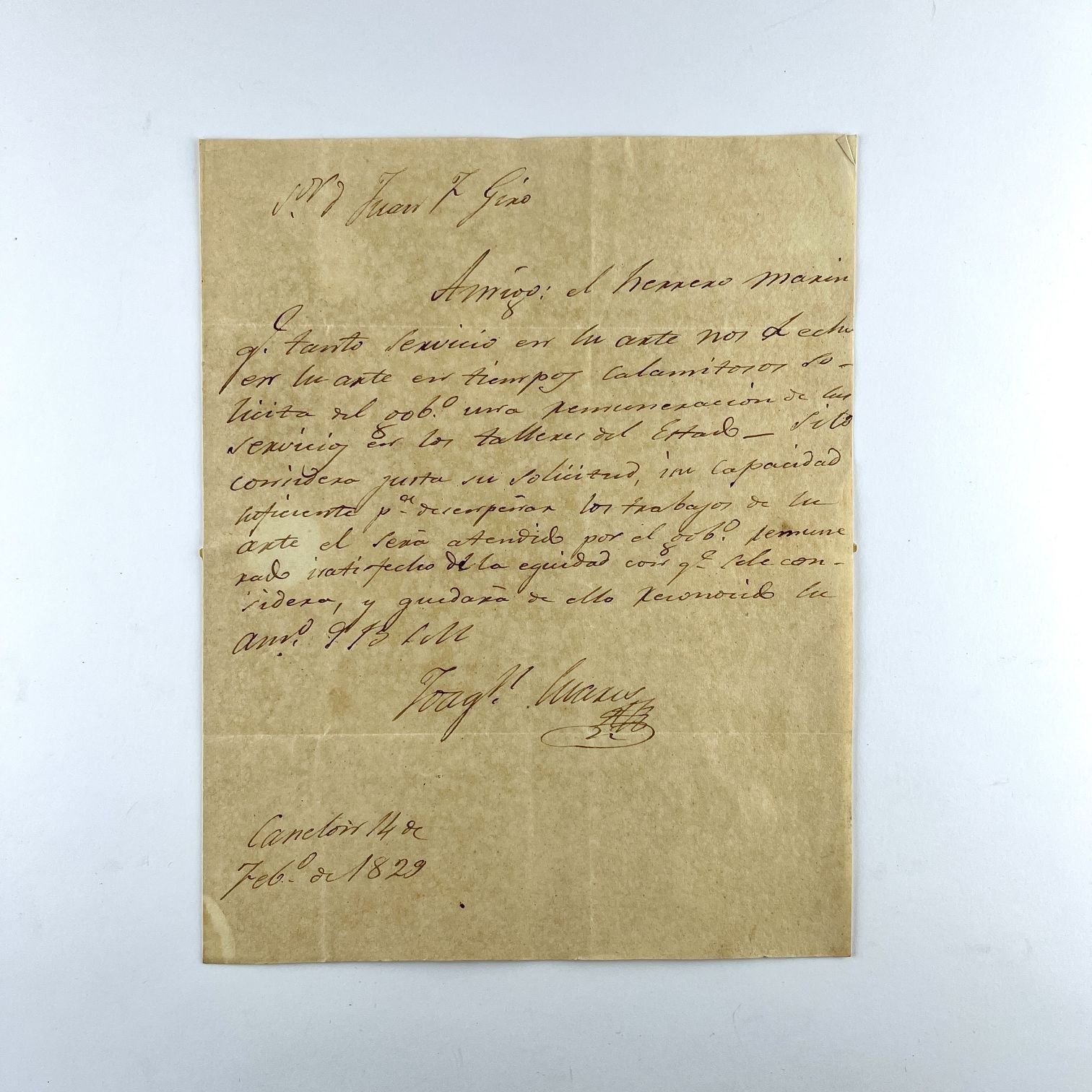Carta Juan Francisco Giró y Joaquín Suárez