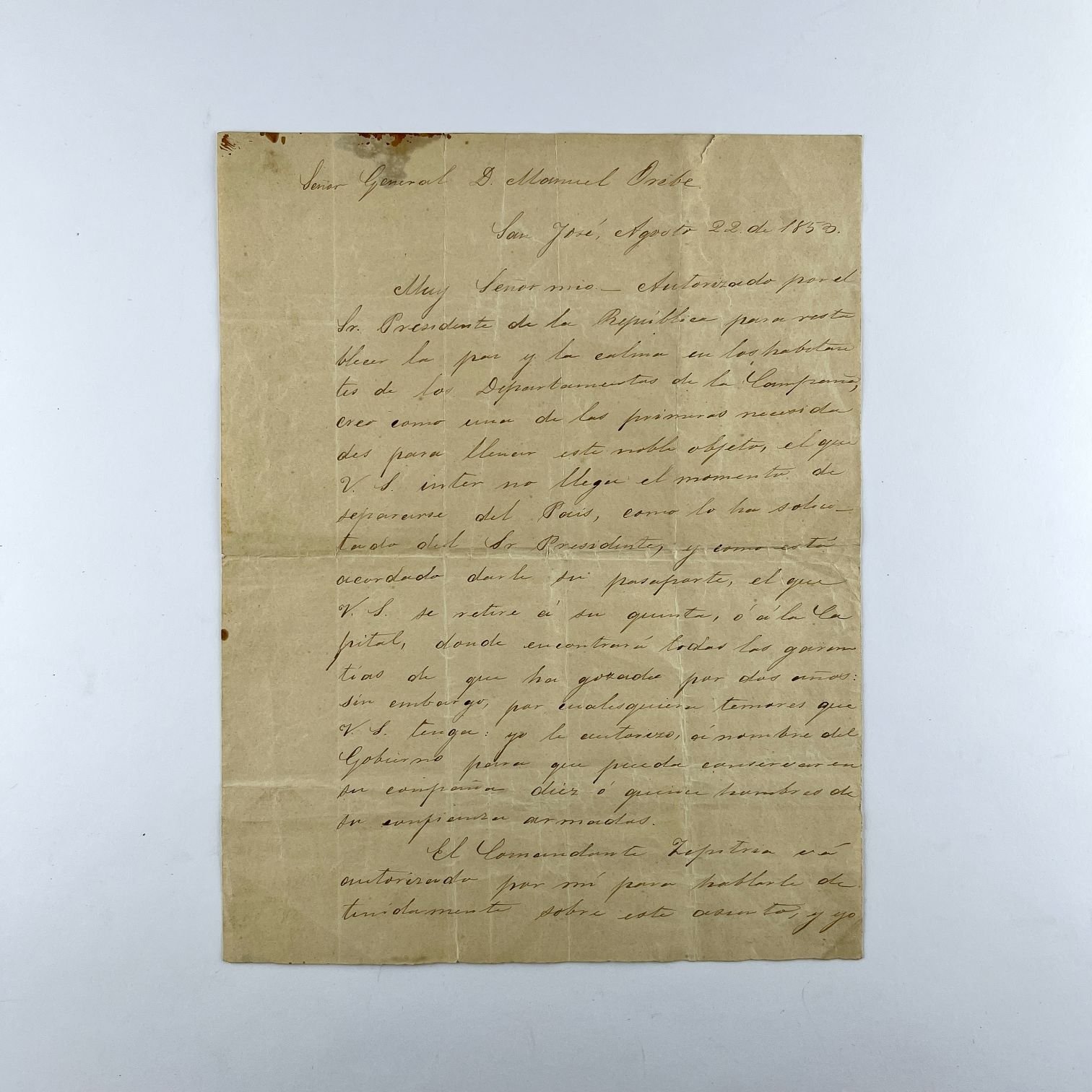 Carta Venancio Flores y Manuel Oribe