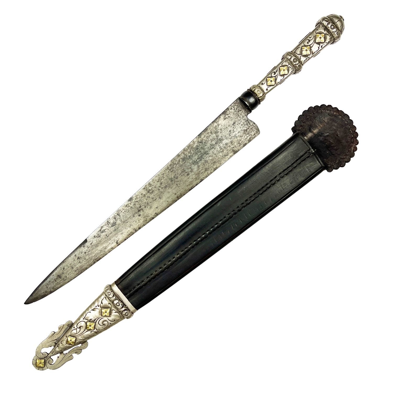 Cuchillo criollo "Armería Nacional" en plata y oro - Imagen 2