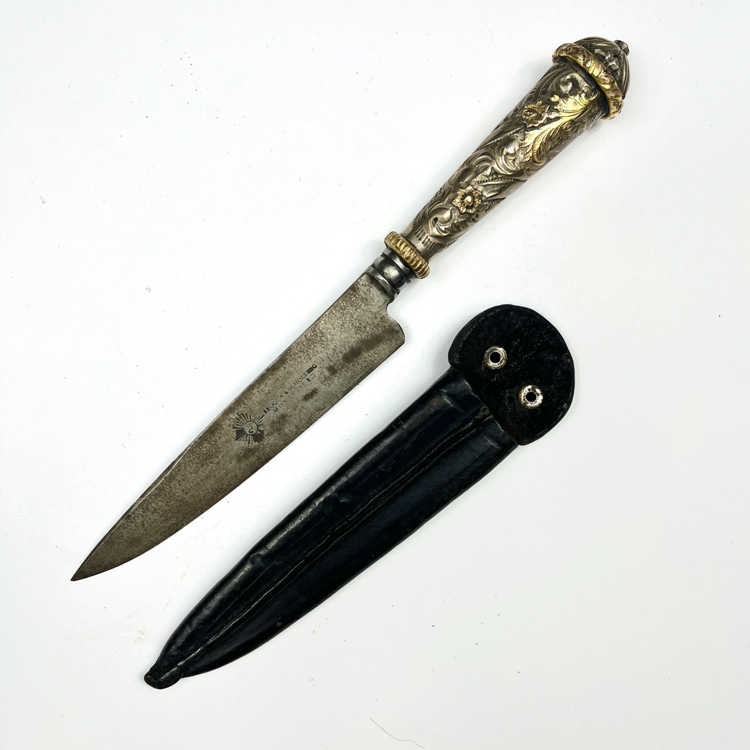 Cuchillo criollo "Sol" en plata y oro