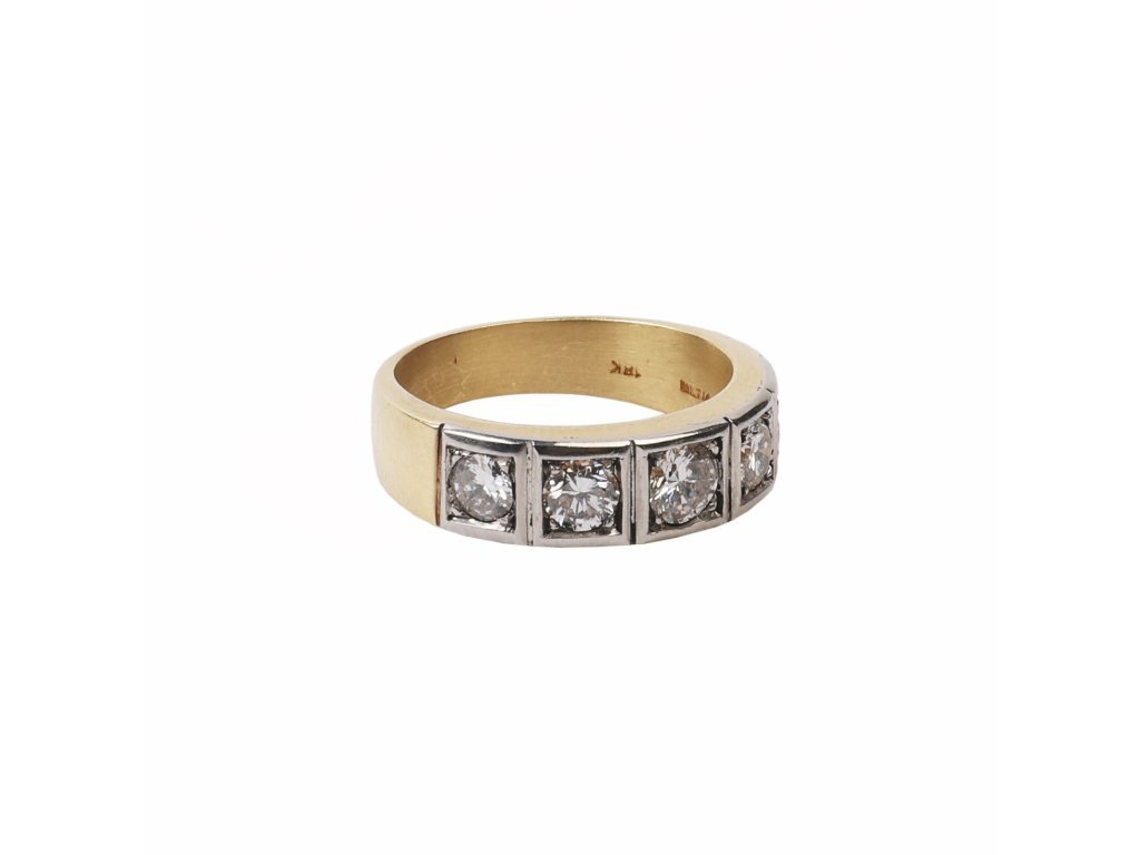 Anillo oro 18 K, platino y brillantes