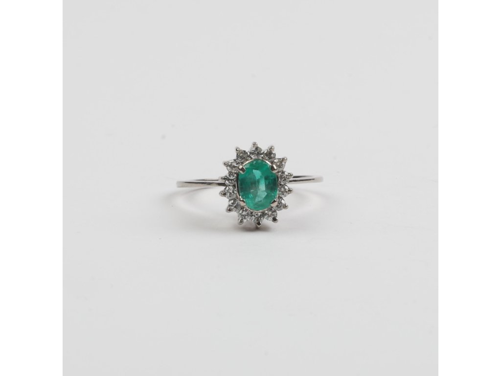 Anillo oro 18 K, esmeralda y brillantes