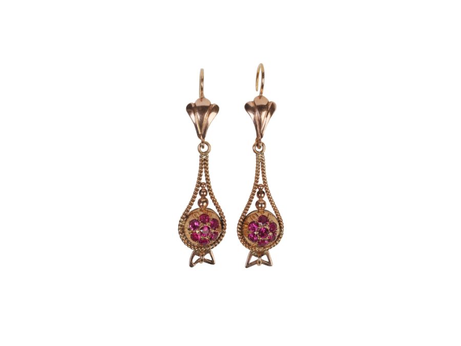 Caravanas oro 18 K y rubíes