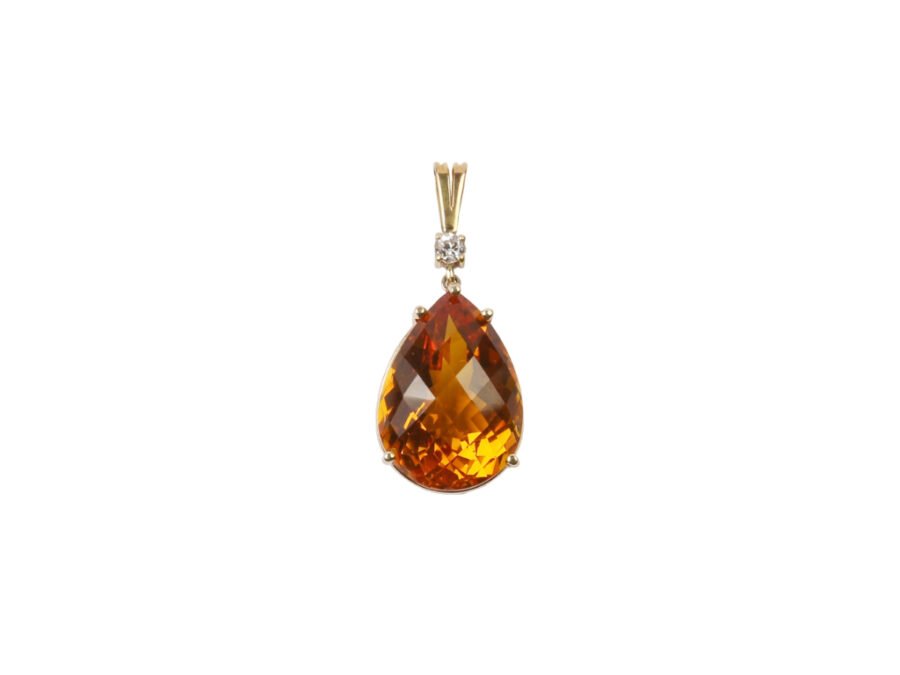 Colgante oro 18 K, topacio y brillante