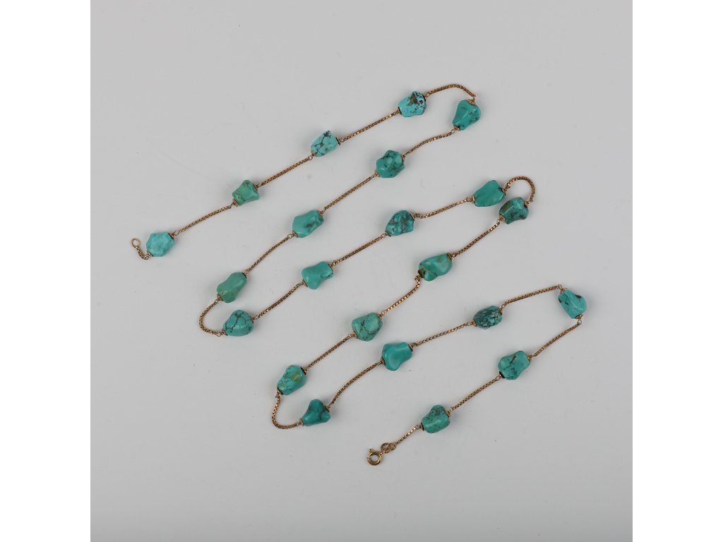 Collar oro 18 K y turquesas