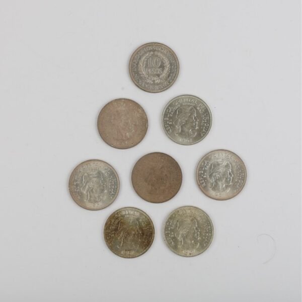Monedas uruguayas en plata