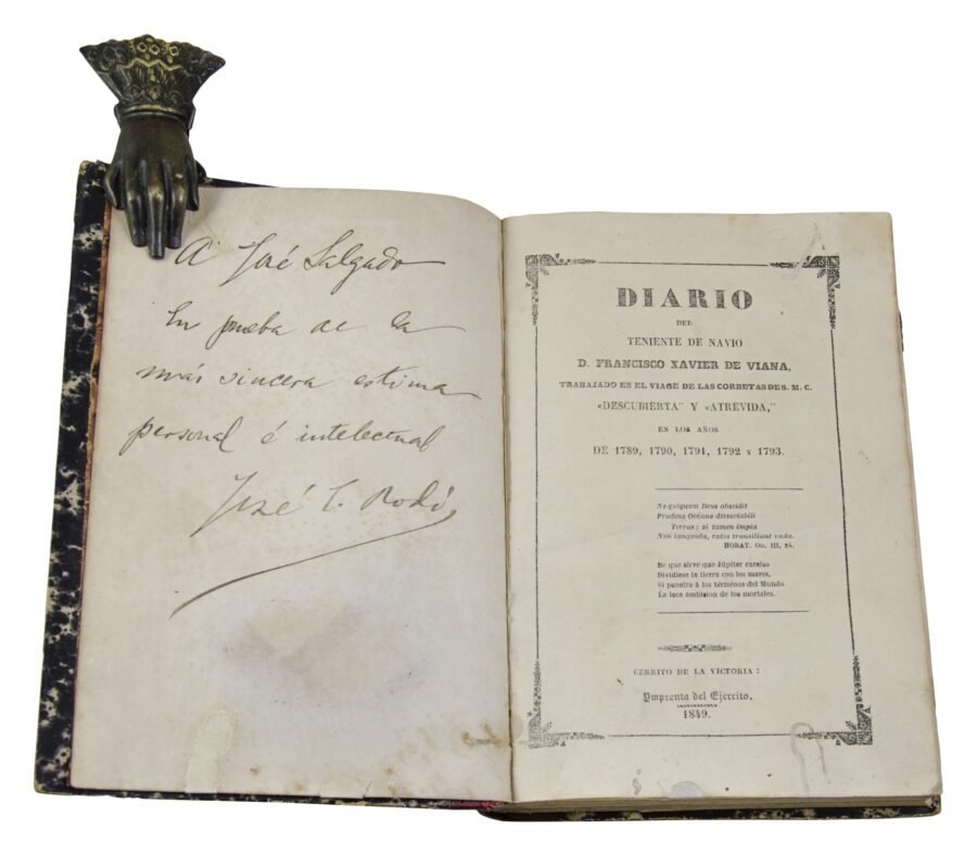 VIANA, FRANCISCO JAVIER DE. «Diario del Teniente de Navío D. Francisco Xavier de Viana trabajando en el Viage Explorador de las Corbetas de S. M. C. "DESCUBIERTA" Y "ATREVIDA". Cerrito de la Victoria, 1849.
