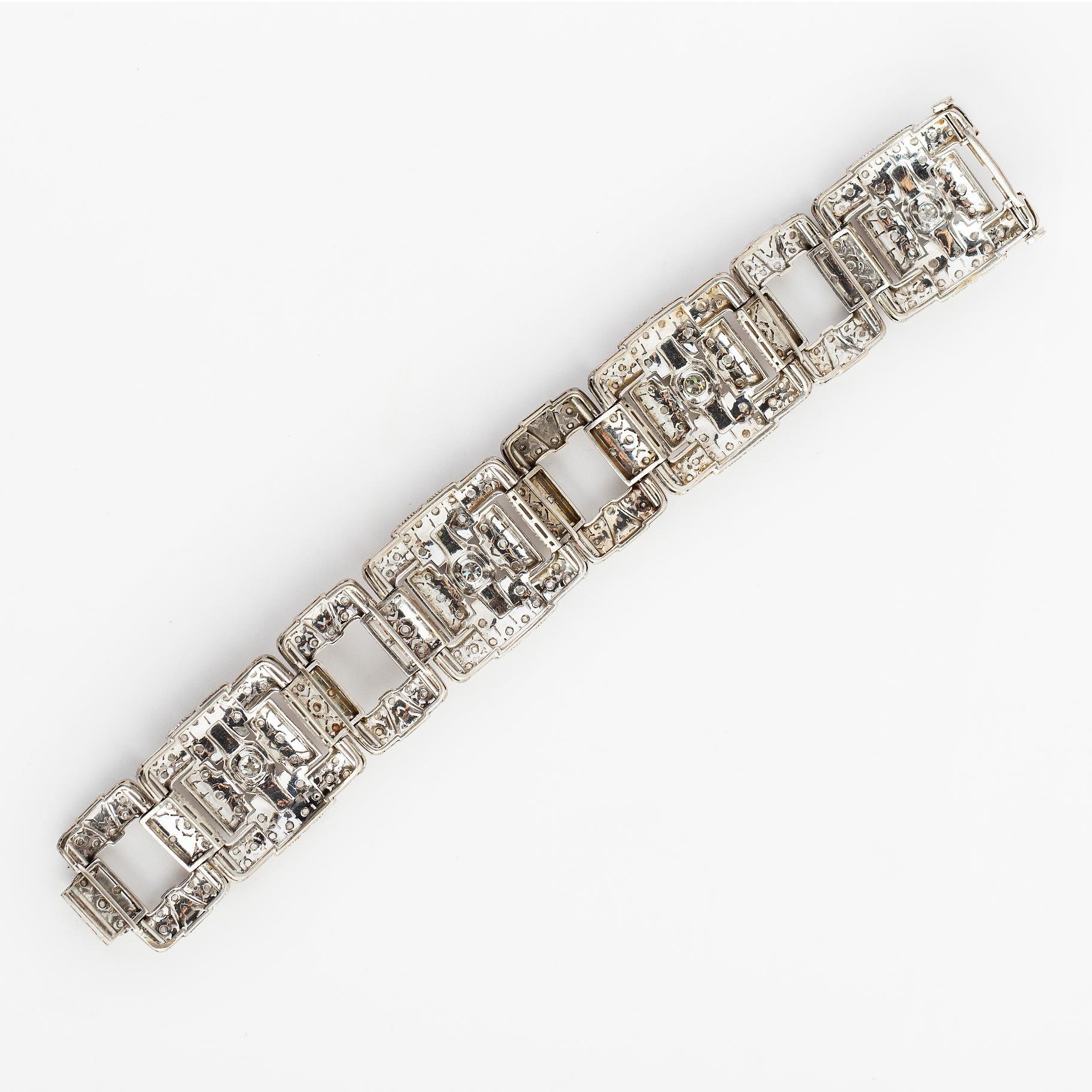 Pulsera art decó oro 18 K, diamantes y brillante - Imagen 2