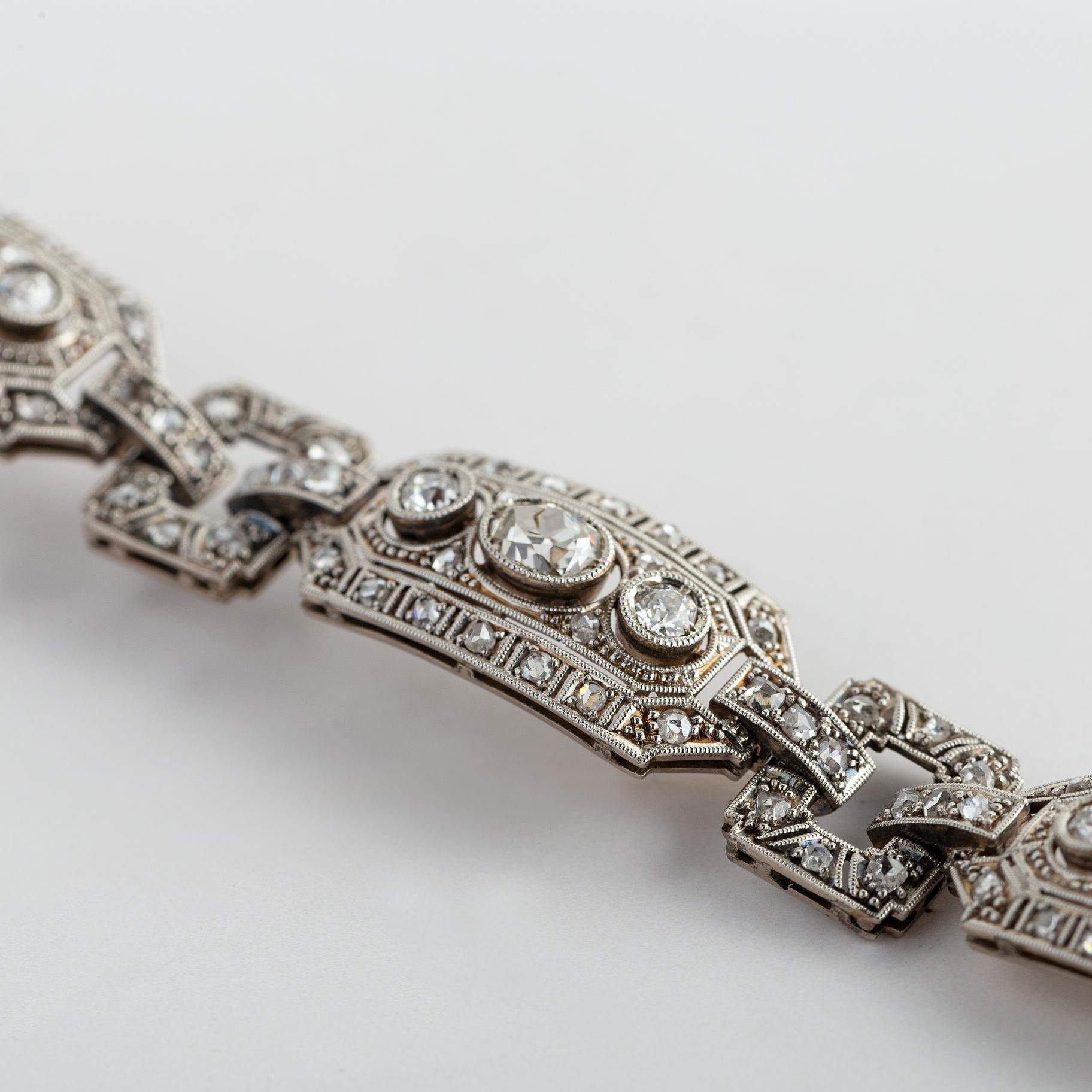 Pulsera art decó oro 18 K, diamantes y brillantes - Imagen 4