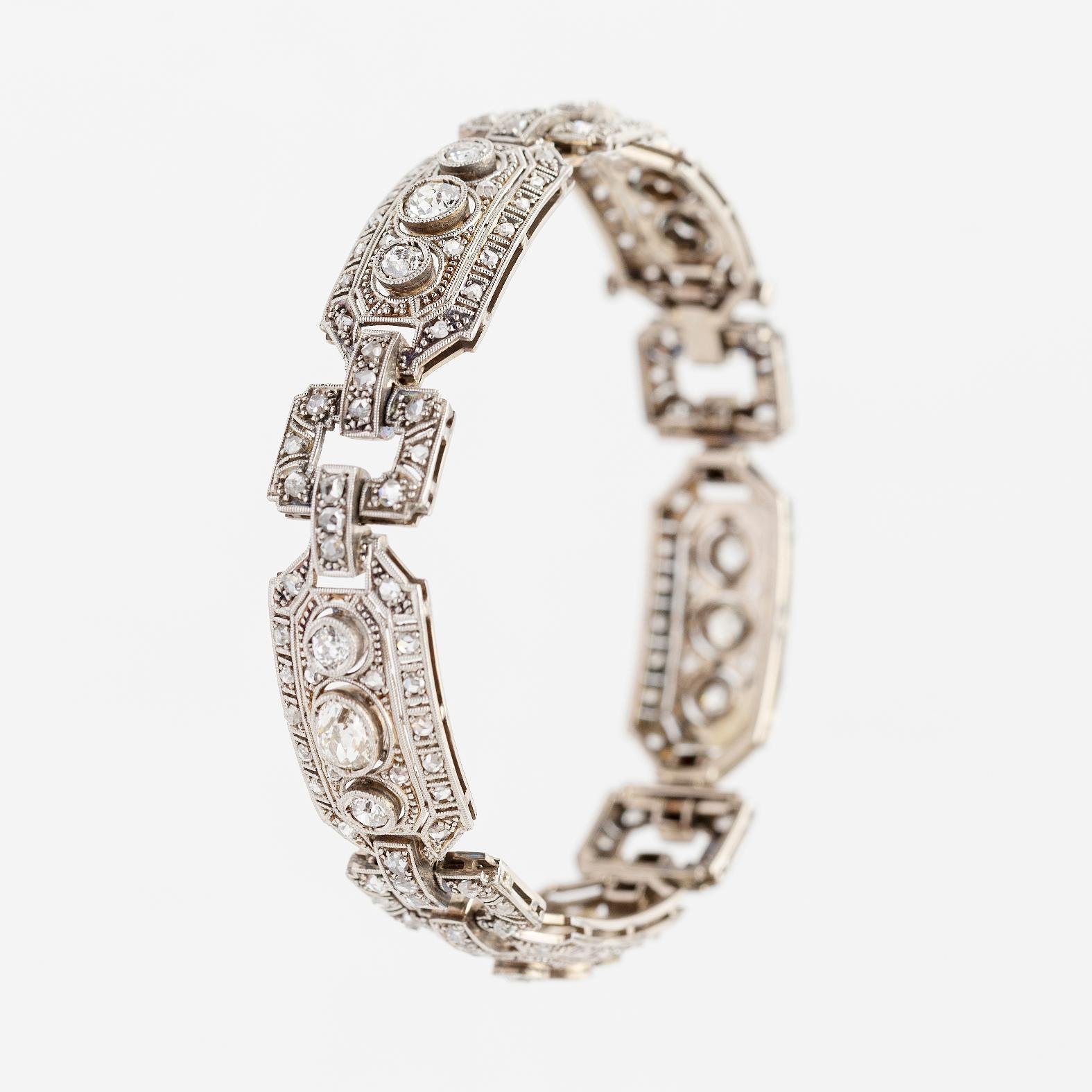 Pulsera art decó oro 18 K, diamantes y brillantes - Imagen 6