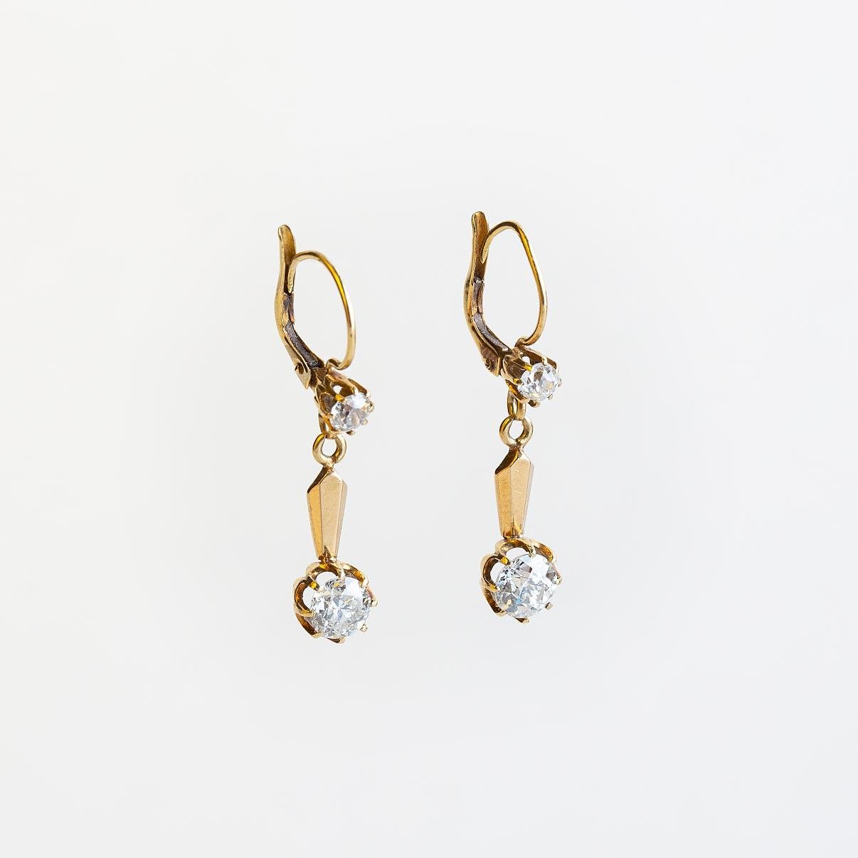 Par de caravanas oro 18 K y brillantes