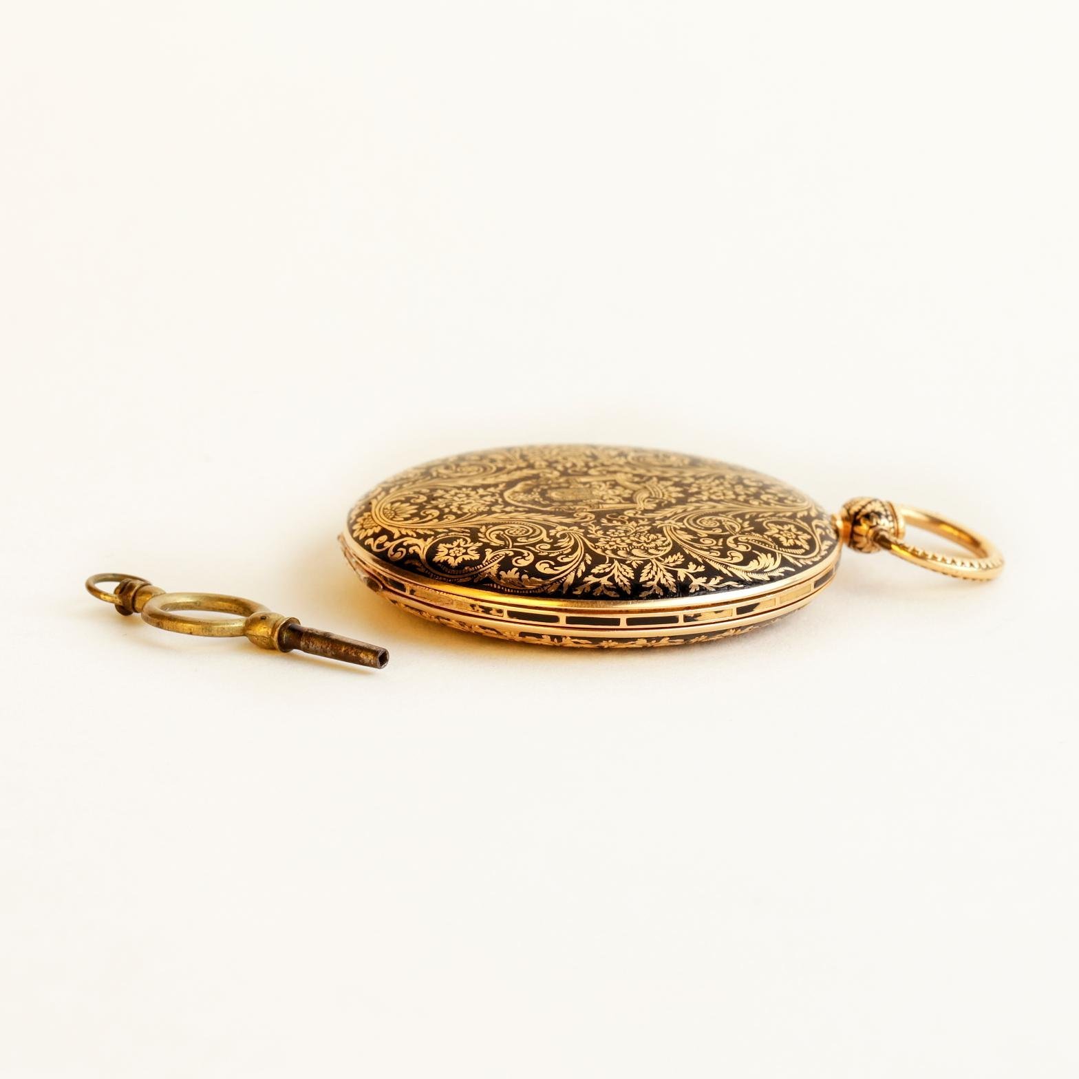 Reloj de bolsillo en plata, oro y esmalte - Imagen 6
