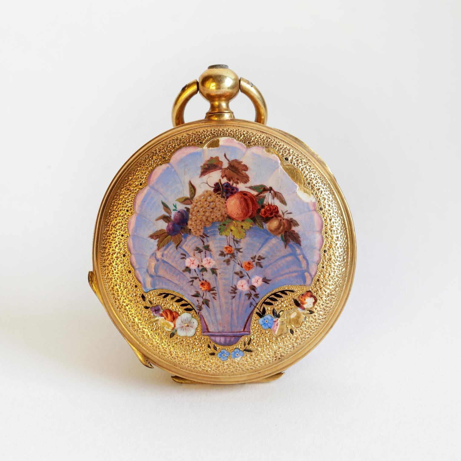 Reloj de bolsillo châtelaine oro 18 y esmalte