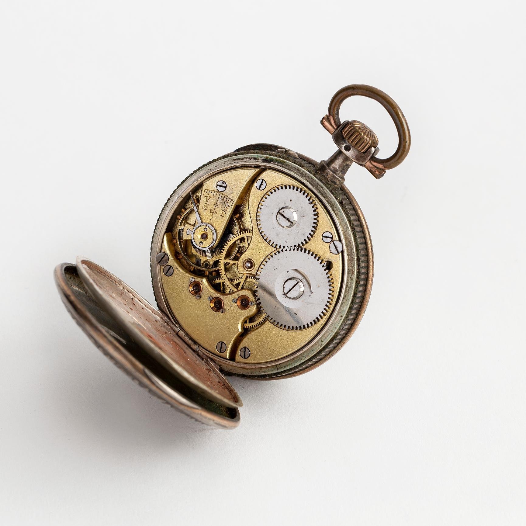 Reloj de bolsillo International Watch plata y esmalte - Imagen 4