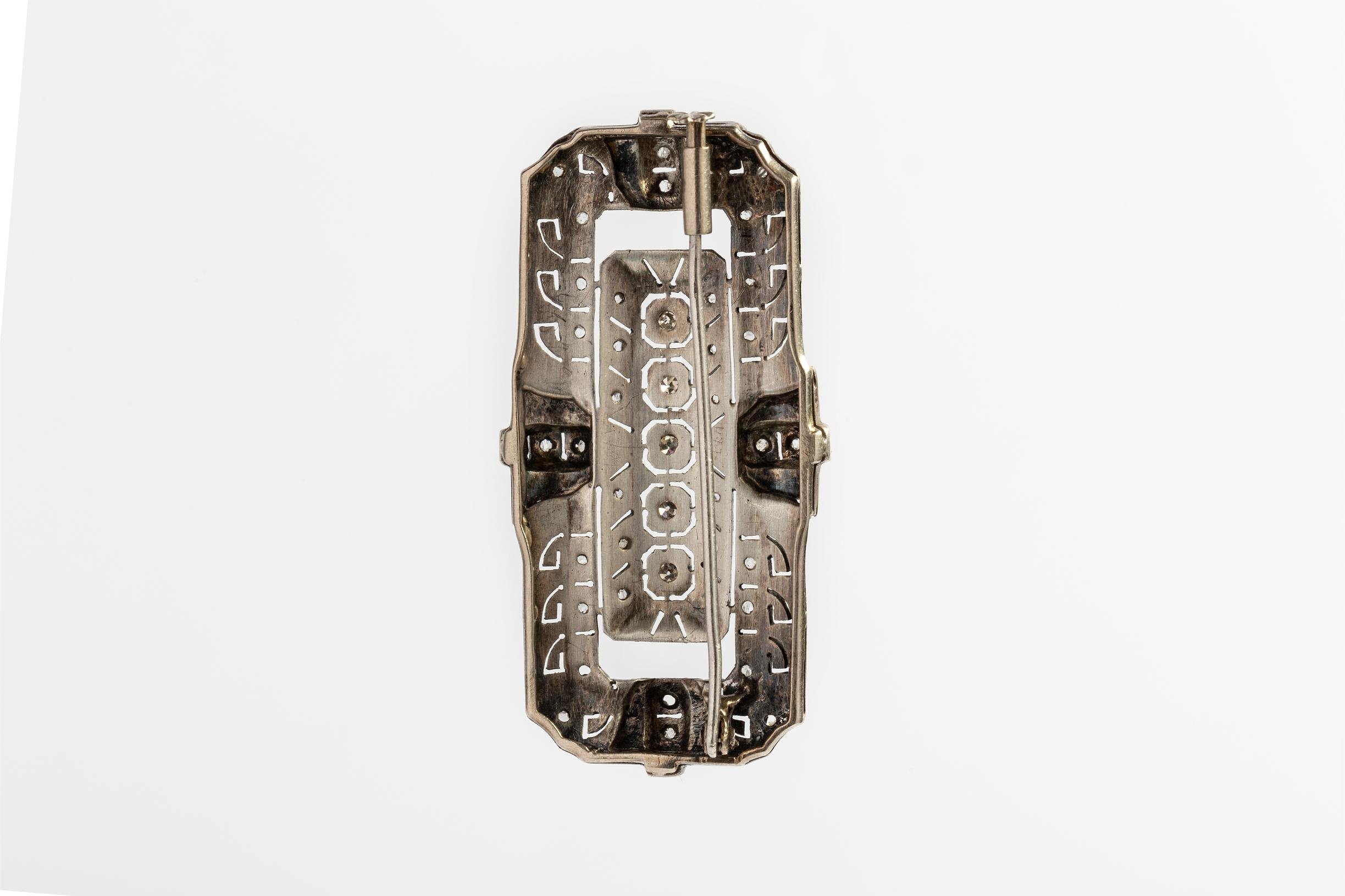 Plaqueta art decó oro 18 K, brillantes y diamantes - Imagen 4