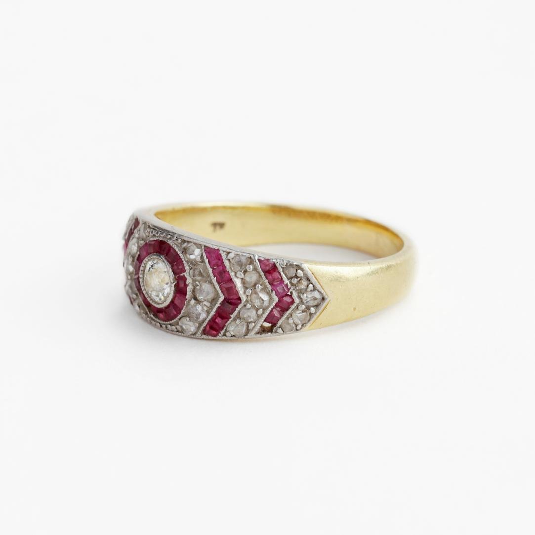 Anillo oro 18 K, brillante, rubíes y diamantes - Imagen 3