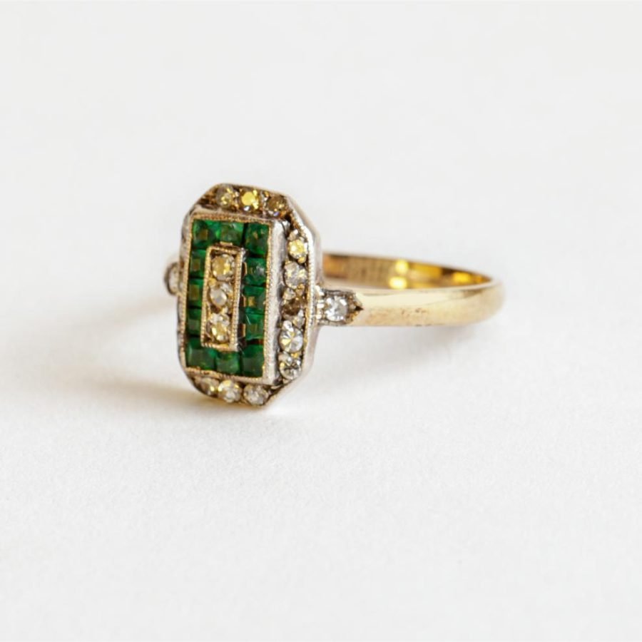 Anillo oro 18 K, brillantes y esmeraldas - Imagen 3
