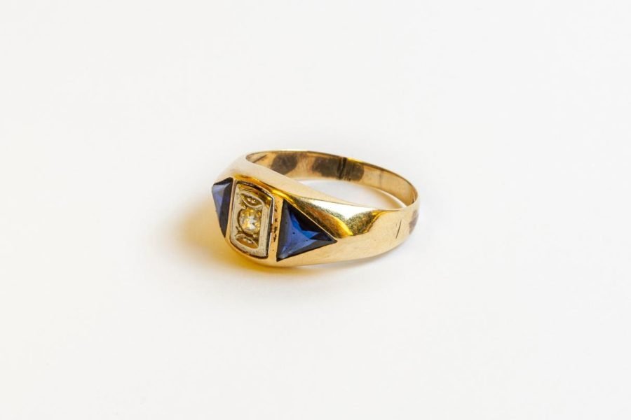 Anillo art decó oro, brillante y zafiros - Imagen 3