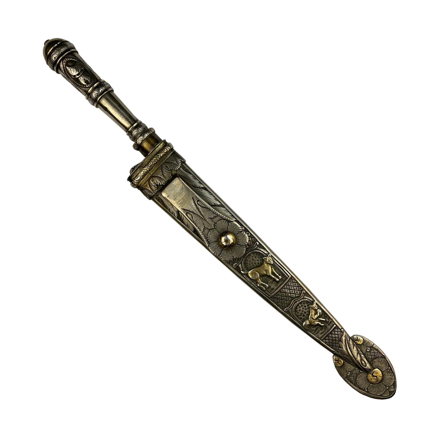 Cuchillo criollo "Víctor" en plata y oro