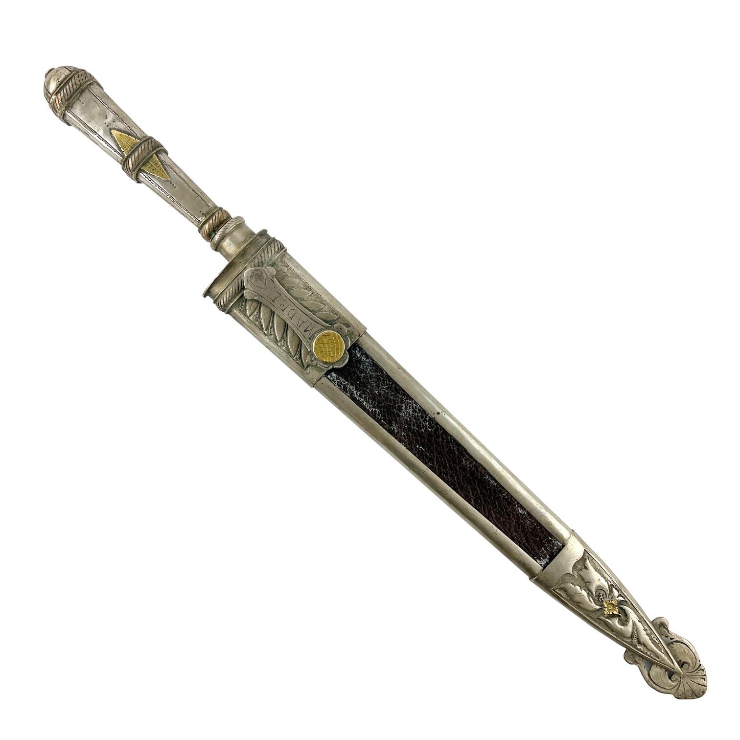 Cuchillo criollo "Sol" en plata y oro