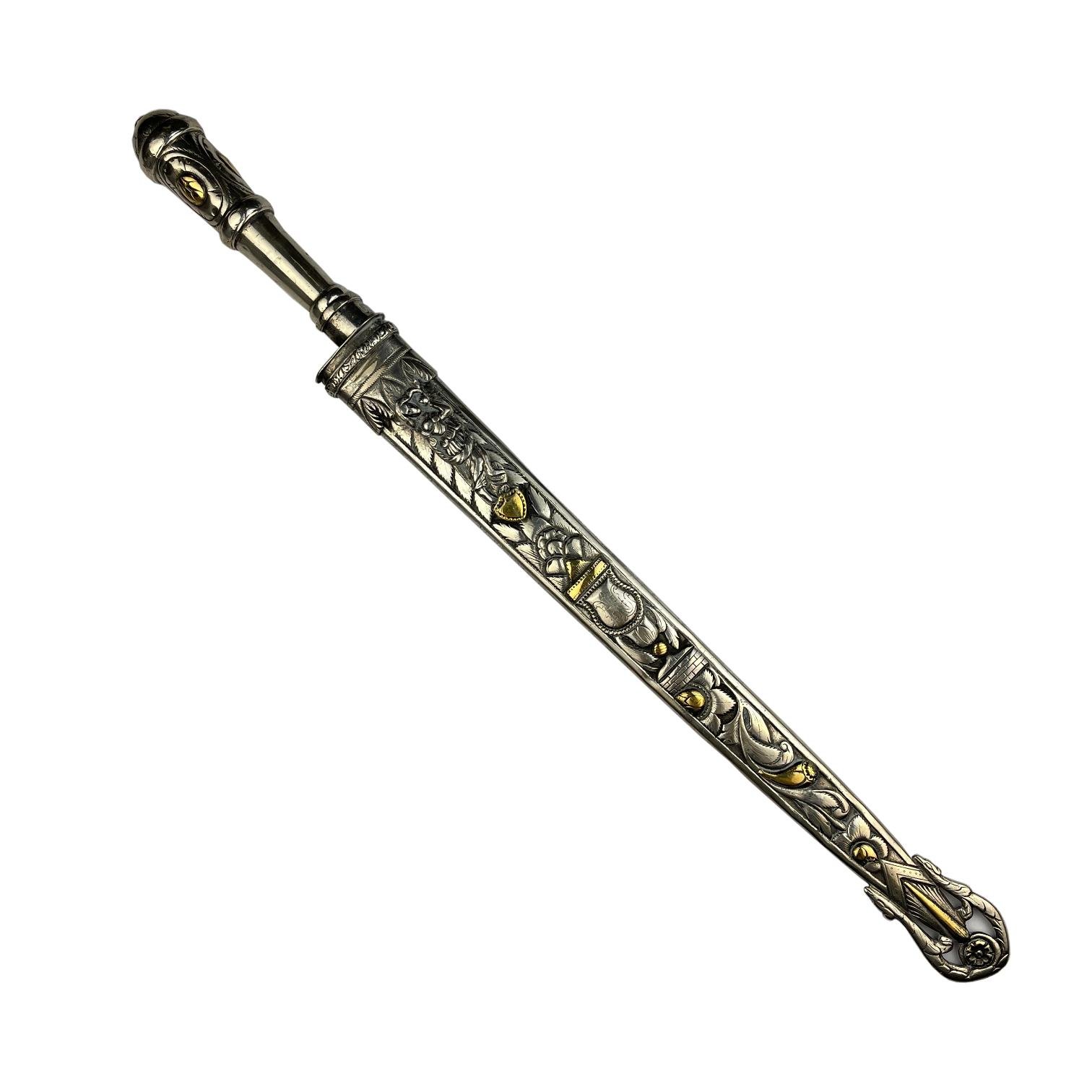 Cuchillo criollo riograndense "Franz Wenk" en plata y oro
