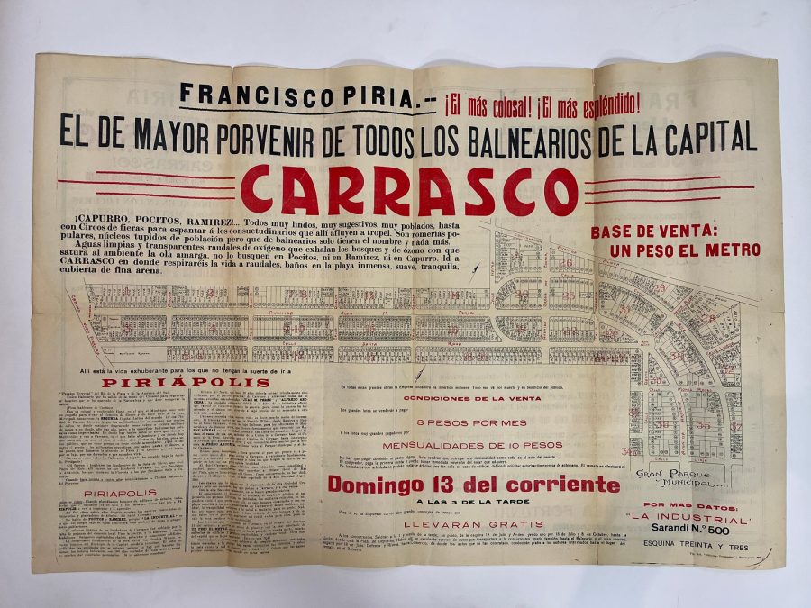 Folleto remate en Carrasco por Francisco Piria