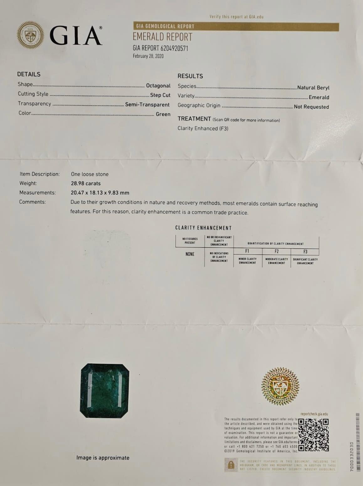 Colgante oro 14 K blanco, esmeralda y brillantes - Imagen 2